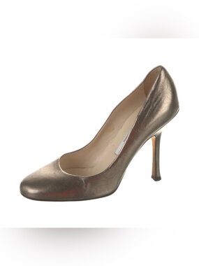 Jimmy Choo Metallic Bronze Leather Round Toe Pumps Heels 36.5